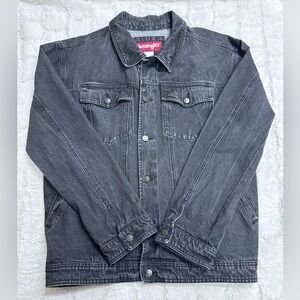 Wrangler Men’s Black/Gray Denim Trucker Jacket 100% Cotton Size L